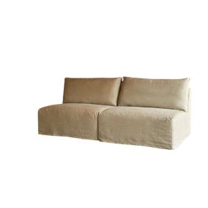 Sofá recto modulable de lino natural, 2-3 plazas