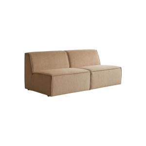 Sofá recto modulable de tela cámel, 2 plazas