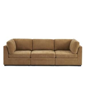 Sofá recto modular de 3 piezas en tejido de chenilla color…