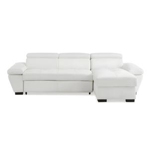 Sofá rinconera piel 4 plazas blanco 256x154cm