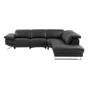 Sofá rinconera piel 6 plazas negro 299x239cm