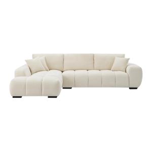Sofá rinconera poliéster 5 plazas beige 298x207cm