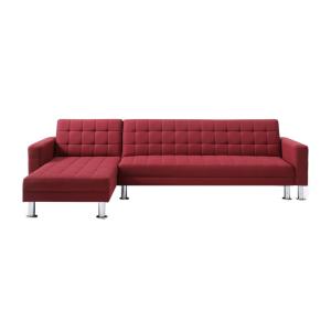 Sofá rinconera poliéster 5 plazas rojo 290x173cm