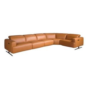 Sofá rinconera relax modular piel marrón
