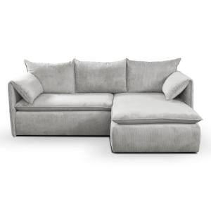 Sofá rinconera terciopelo 4 plazas gris claro 230x166cm