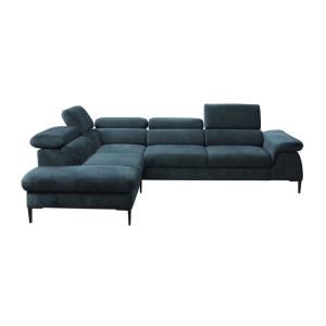 Sofá rinconera terciopelo 5 plazas azul oscuro 280x214cm