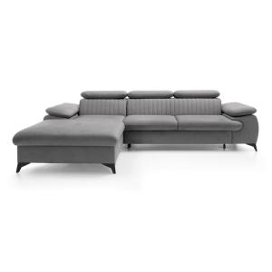 Sofá rinconera terciopelo 5 plazas gris claro 280x193cm