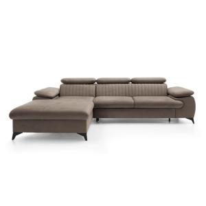 Sofá rinconera terciopelo 5 plazas topo 280x193cm
