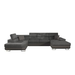 Sofá rinconero cuero sintético marrón 202x71x345cm