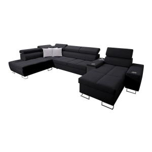 Sofá rinconero negro 221x84x371cm