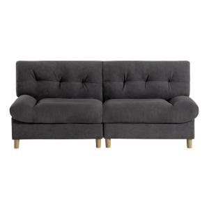 Sofá teddy de terciopelo gris, 2 plazas, patas de madera