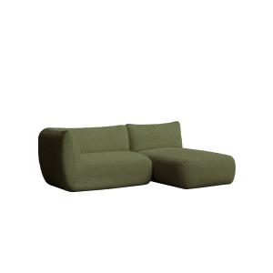 Sofá verde bouclé con chaise longue derecho 230 x 148 cm
