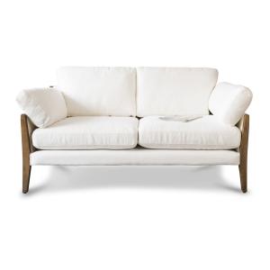Sofá vintage de 2 plazas de lino blanco