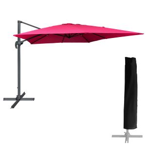 Sombrilla cuadrada de lona rosa fucsia 3x3m con funda