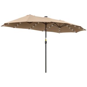 Sombrilla doble de jardín 450x265x240 cm caqui