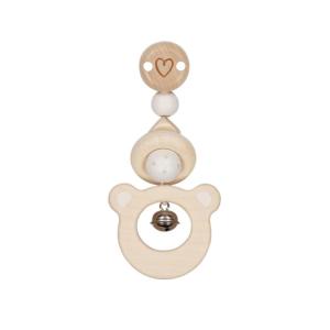 Sonajero de madera con clip Oso