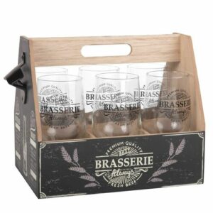 Soporte de pino con 6 vasos estampados