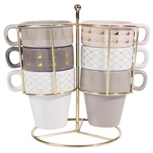 Soporte para 6 tazas de café de arenisca de colores