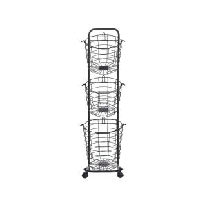 Soporte para cesta con ruedas metal negro