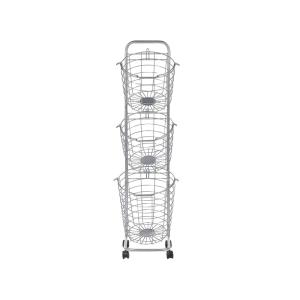 Soporte para cesta con ruedas metal plateado
