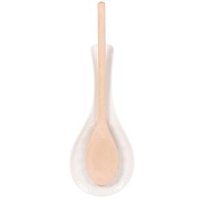 Soporte para cuchara de porcelana blanco con cuchara de mad…