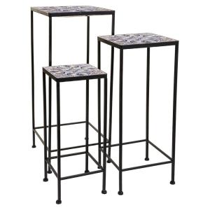 Soporte para macetas de metal negros, set de 3