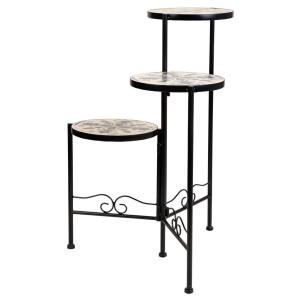 Soporte para macetas de mosaico y forja negro d30x68h-d25x6…