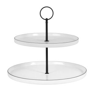 Soporte para pasteles de porcelana blanca y negra