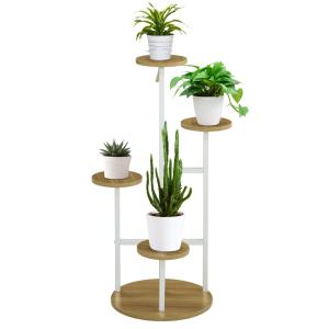 Soporte para plantas 40x40x95.5 cm blanco y natural