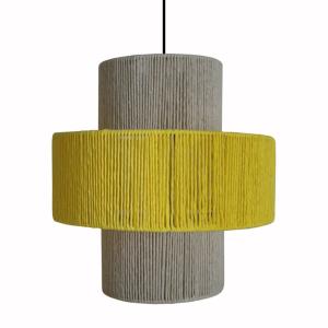 Suspensión bicilíndrico metal negro pantalla  amarillo y na…