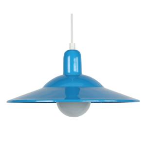 Suspensión cúpula metal blanco pantalla azul