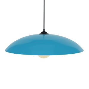 Suspensión cúpula metal negro pantalla azul