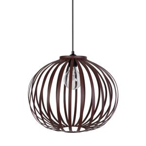 Suspensión globe metal negro pantalla marron