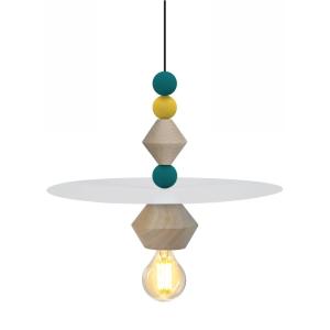 Suspensión madera,metal Alt.80cm negro ,blanco  ;Pantalla:…