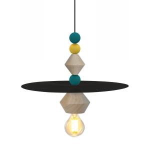 Suspensión madera multicolor pantalla negro