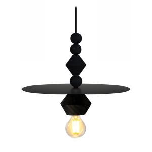 Suspensión madera negro pantalla metal negro