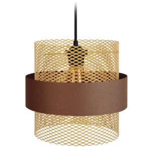 Suspensión metal Alt.85cm blanco  ;Pantalla:  marrón,oro