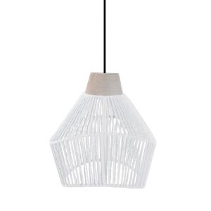 Suspensión  metal,madera Alt.80cm natural Pantalla:  blanco