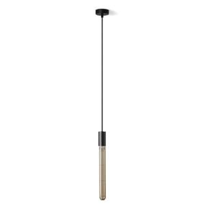 Suspension noire avec ampoule LED transparente dorée