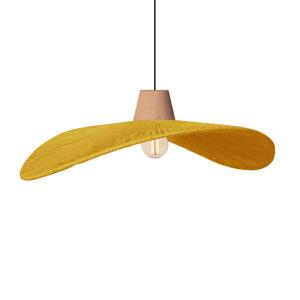 Suspensión  tosel ,metal, fibra,amarillo,a 70x d44xp50cm