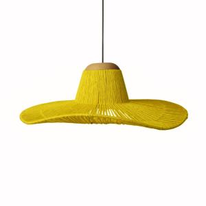 Suspensión  tosel ,metal, fibra,amarillo, a 70xd60x p 60cm