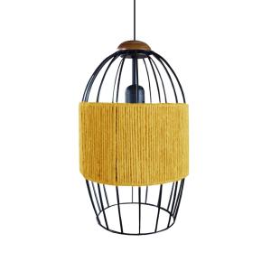Suspensión  tosel ,metal, fibra,amarillo,a 90xd 20x p 20cm