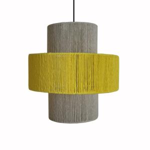 Suspensión  tosel ,metal-fibra,amarillo,a 90xd 30x p 30cm