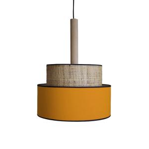 Suspensión  tosel ,metal, fibra,amarillo,a 90xd 45x p 45cm