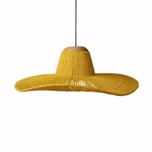 Suspensión  tosel ,metal, fibra,amarillo, a70xd60xp 60cm