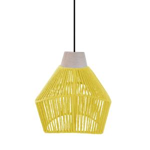 Suspensión  tosel ,metal, fibra,amarillo,a80xd13x p 17cm