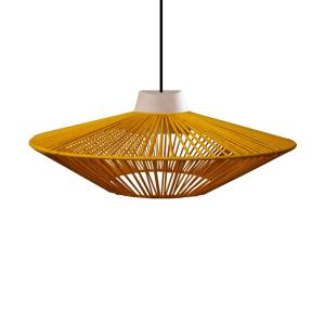 Suspensión  tosel ,metal, fibra,amarillo, a90x d 60xp60cm