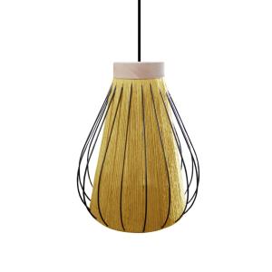 Suspensión  tosel ,metal, fibra,amarillo,a90x d28xp28cm