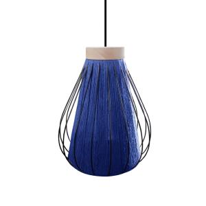 Suspensión  tosel ,metal, fibra,azul ,a90xd 28x p 28cm
