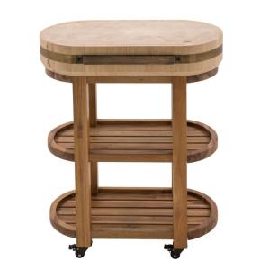 Tabla ovalada con ruedas de acacia y hevea maciza - a90 cm